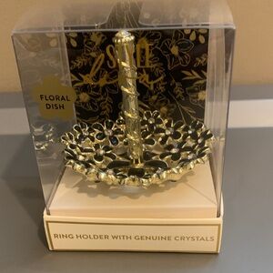 Olivia Riegel Gold Finished Floral Ring Holder with Genuine Crystals